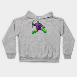 Goalie: Purple & Green Kids Hoodie